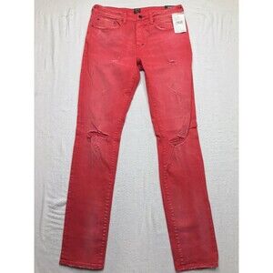 NWT PRPS Jean Men 32x34 Red LeSabre Slim Taper Stretch Button Fly Distressed